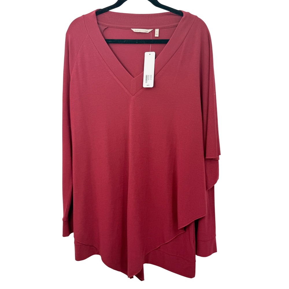 Soft Surroundings‎ Madeline Tunic Women L Red Asymmetrical Flowy Boho Minimalist